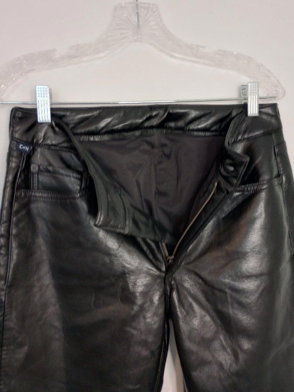 Citizens of Humanity Genova Black Leather Low-Rise Pants NWOT - Picture 4 of 9